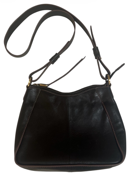 HOBO Handbags - HOBO International Black Leather crossbody Bag Brown Trim Adjustable Strap